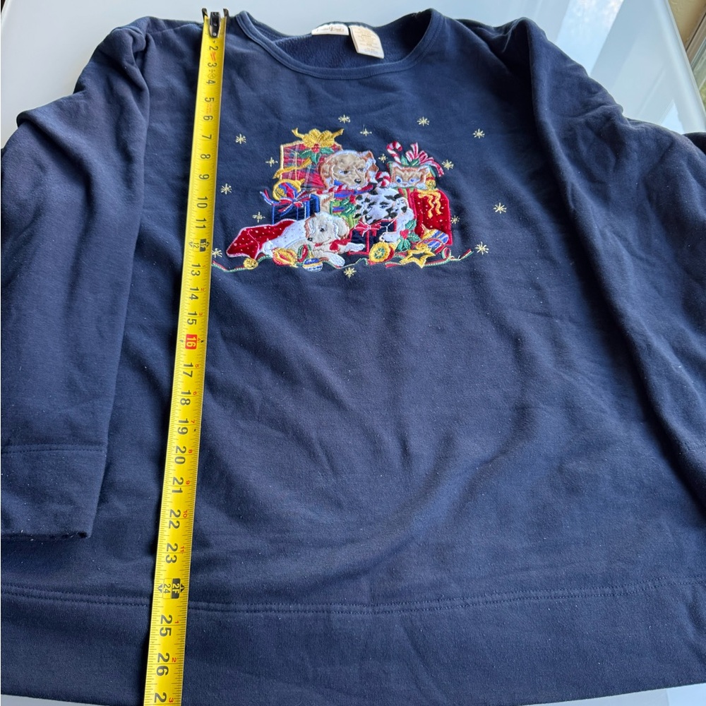 Bobbie Brooks Navy Blue sweater Holiday Design
